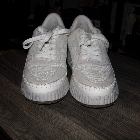 White Woven Persephone Platform Sneakers 9.5 - Picture 6 of 9